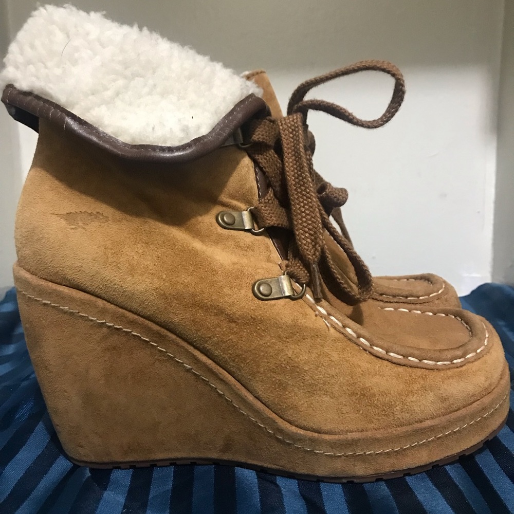 Rocket Dog tan wedge boots